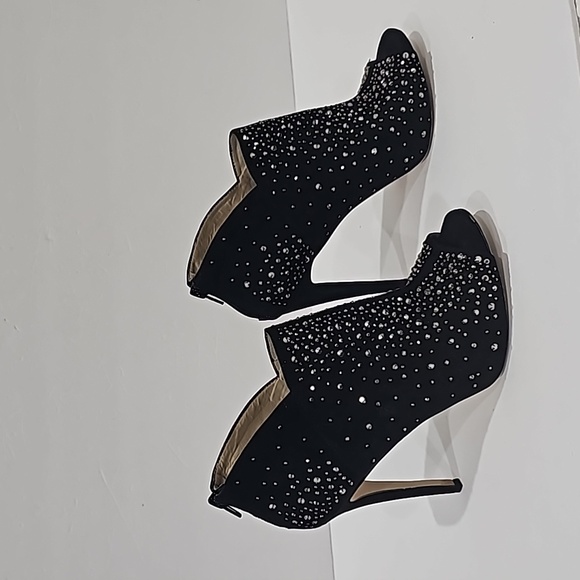 INC Black Suede with Rhinestone Booties Size 10 - Picture 10 of 15